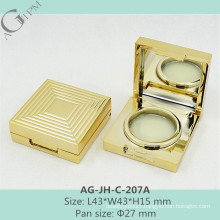 AG-JH-C-207A Packaging Custom Plastic Material Quadrate Single Cell Golden Striped Eye Shadow Container